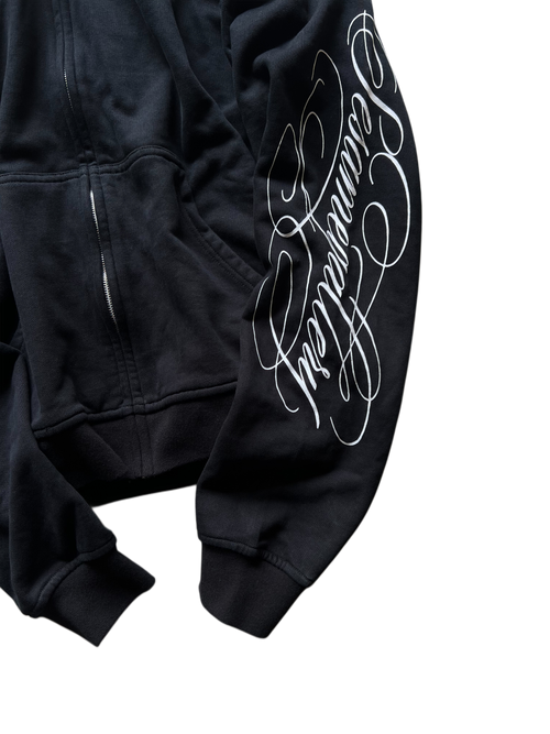 "signature II" fur hood zip up black
